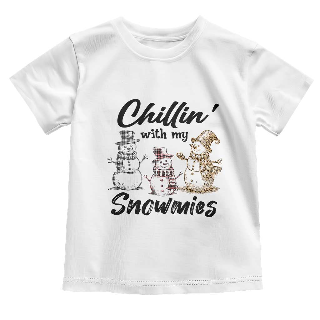 Funny Christmas Baby Shirt Chilln' With My Snowmies Plaid Snowman TS11 White Print Your Wear