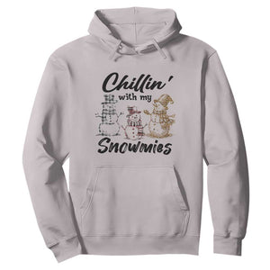 Funny Christmas Hoodie Chilln' With My Snowmies Plaid Snowman TS11 Ice Gray Print Your Wear