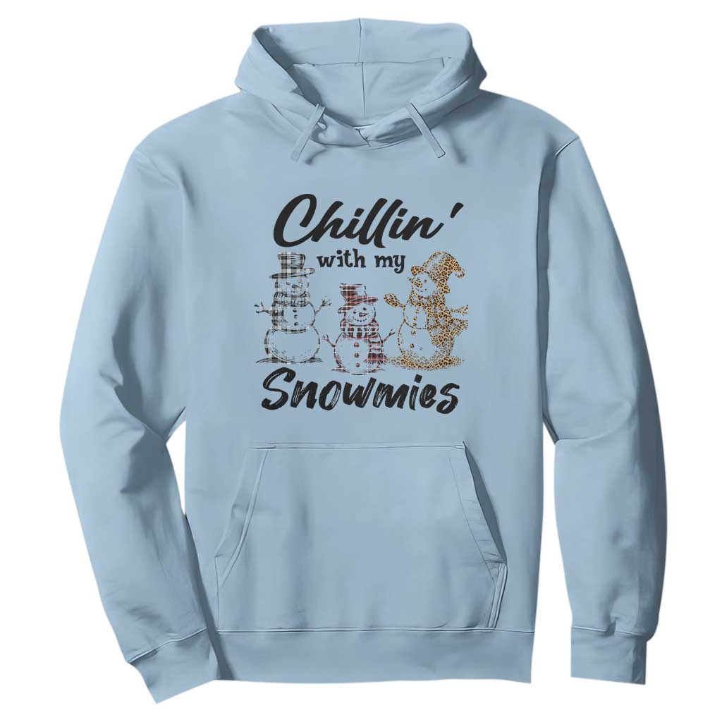 Funny Christmas Hoodie Chilln' With My Snowmies Plaid Snowman TS11 Light Blue Print Your Wear