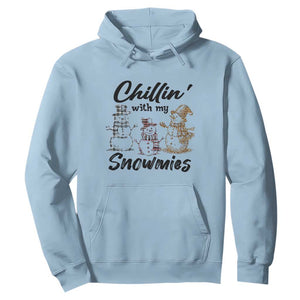 Funny Christmas Hoodie Chilln' With My Snowmies Plaid Snowman TS11 Light Blue Print Your Wear
