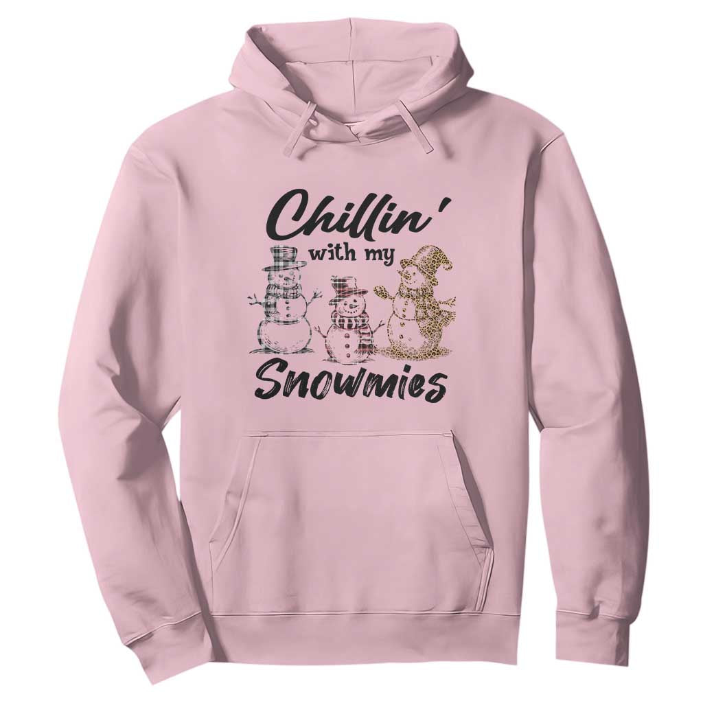 Funny Christmas Hoodie Chilln' With My Snowmies Plaid Snowman TS11 Light Pink Print Your Wear