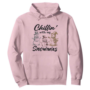 Funny Christmas Hoodie Chilln' With My Snowmies Plaid Snowman TS11 Light Pink Print Your Wear