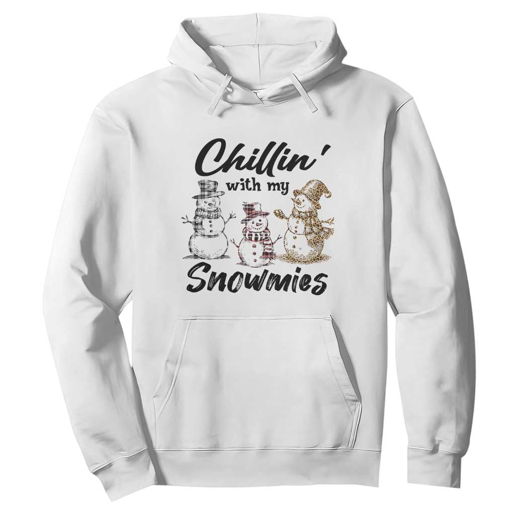 Funny Christmas Hoodie Chilln' With My Snowmies Plaid Snowman TS11 White Print Your Wear