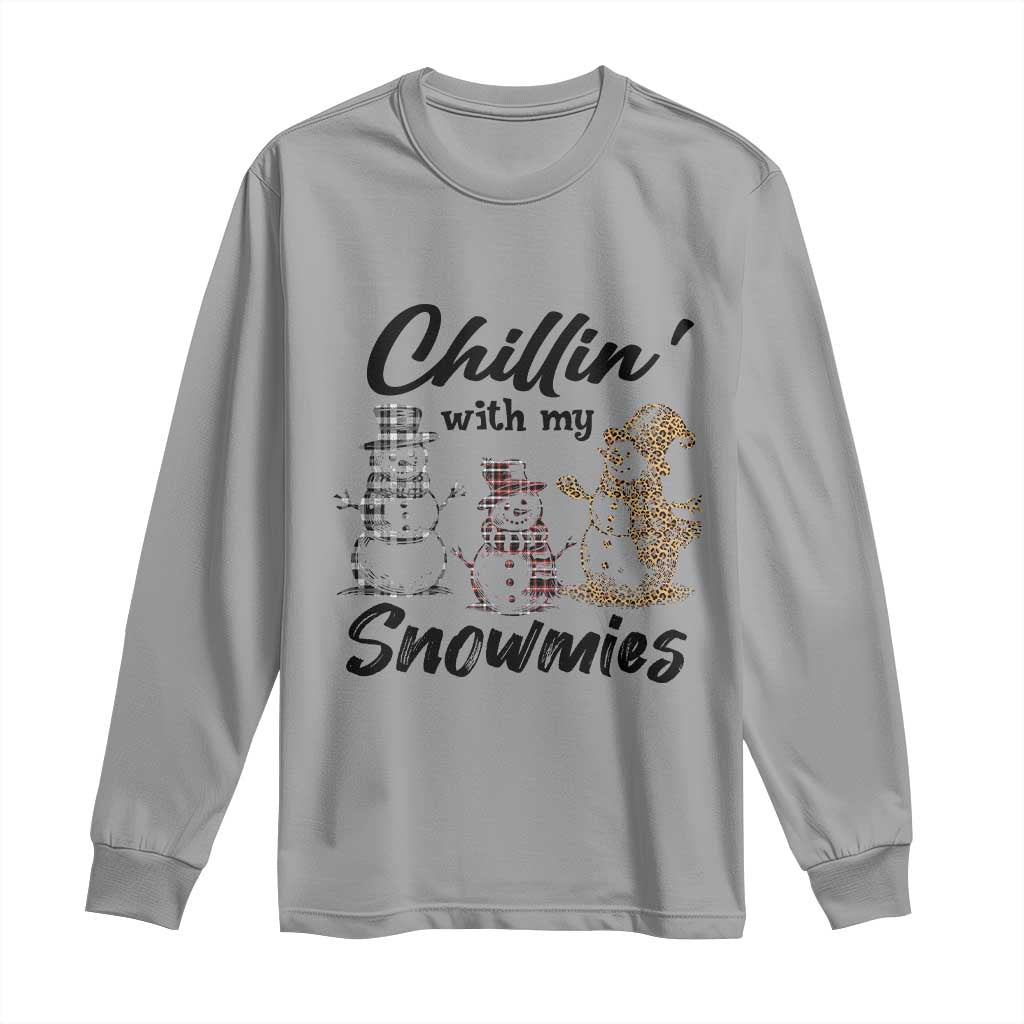 Funny Christmas Long Sleeve Shirt Chilln' With My Snowmies Plaid Snowman TS11 Sport Gray Print Your Wear