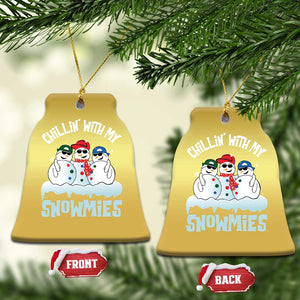 Funny Christmas Snowman Christmas Ornament Chillin' With My Snowmies Squad TS11 Bell Flake Gold Print Your Wear