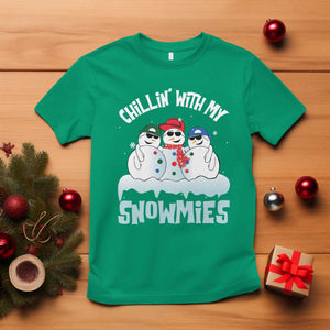 Funny Christmas Snowman T Shirt Chillin' With My Snowmies Squad TS11 Irish Green Print Your Wear