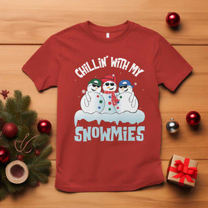 Funny Christmas Snowman T Shirt Chillin' With My Snowmies Squad TS11 Red Print Your Wear