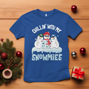 Funny Christmas Snowman T Shirt Chillin' With My Snowmies Squad TS11 Royal Blue Print Your Wear