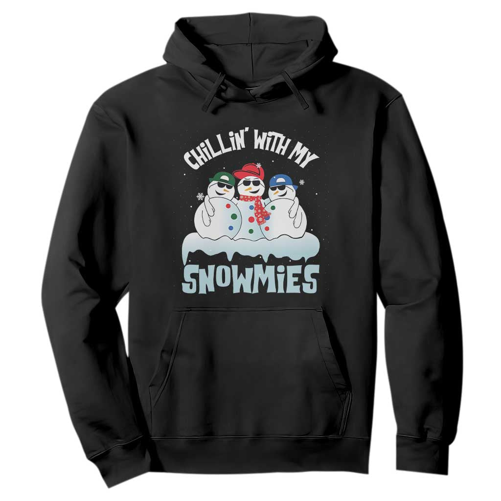 Funny Christmas Snowman Hoodie Chillin' With My Snowmies Squad TS11 Black Print Your Wear