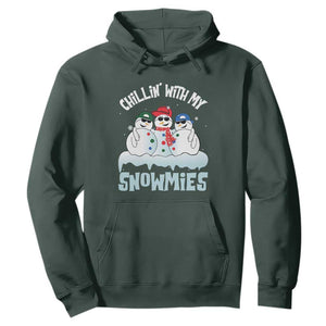 Funny Christmas Snowman Hoodie Chillin' With My Snowmies Squad TS11 Dark Forest Green Print Your Wear