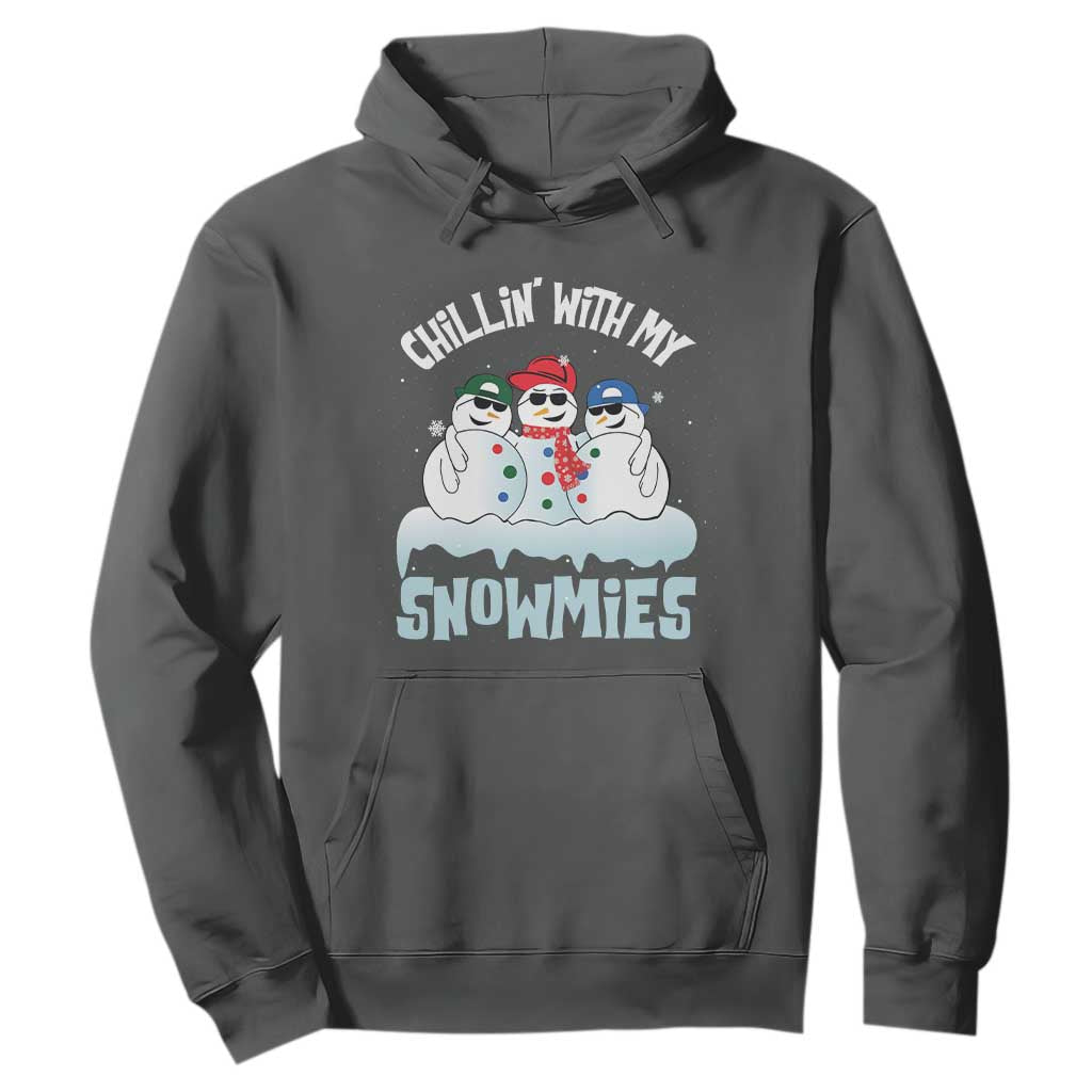 Funny Christmas Snowman Hoodie Chillin' With My Snowmies Squad TS11 Dark Heather Print Your Wear