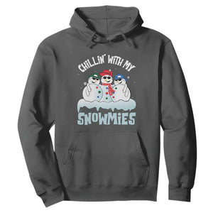 Funny Christmas Snowman Hoodie Chillin' With My Snowmies Squad TS11 Dark Heather Print Your Wear