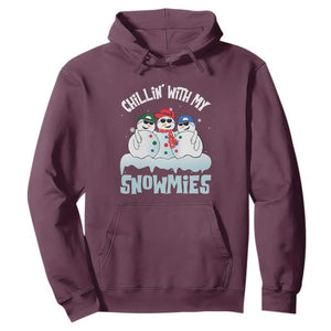 Funny Christmas Snowman Hoodie Chillin' With My Snowmies Squad TS11 Maroon Print Your Wear