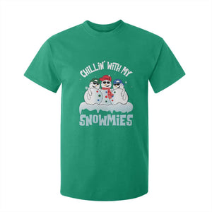 Funny Christmas Snowman T Shirt For Kid Chillin' With My Snowmies Squad TS11 Irish Green Print Your Wear