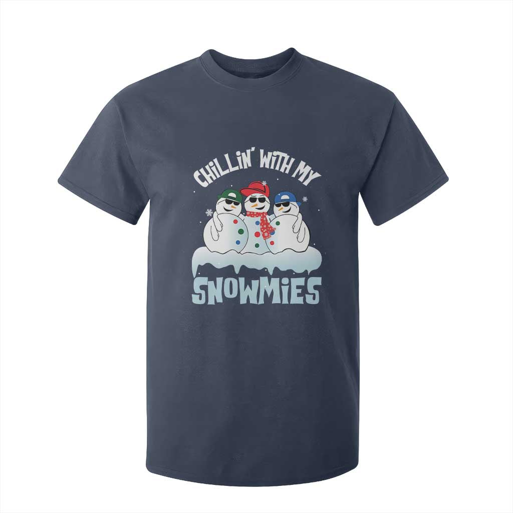 Funny Christmas Snowman T Shirt For Kid Chillin' With My Snowmies Squad TS11 Navy Print Your Wear
