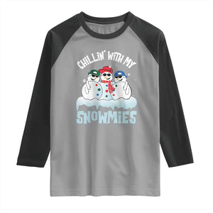 Funny Christmas Snowman Raglan Shirt Chillin' With My Snowmies Squad TS11 Sport Gray Black Print Your Wear