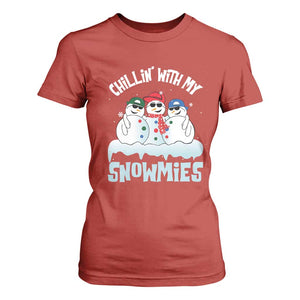 Funny Christmas Snowman T Shirt For Women Chillin' With My Snowmies Squad TS11 Red Print Your Wear