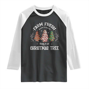 Christmas Tree Cake Raglan Shirt Farm Fresh Sprinkles Frosting Ready To Eat Xmas Baking TS11 Black White Print Your Wear