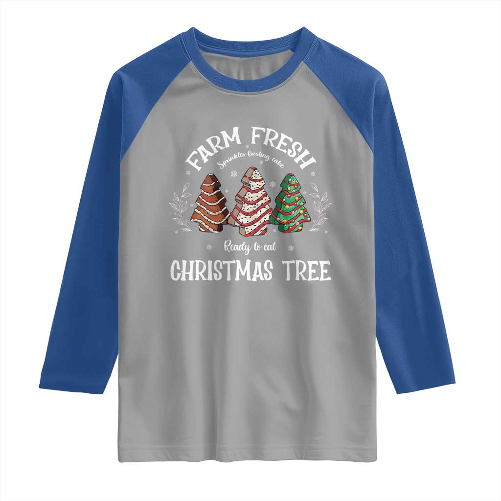 Christmas Tree Cake Raglan Shirt Farm Fresh Sprinkles Frosting Ready To Eat Xmas Baking TS11 Sport Gray Royal Print Your Wear
