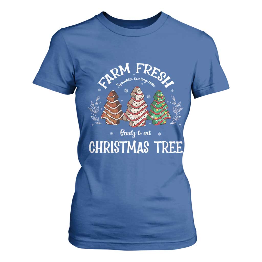 Christmas Tree Cake T Shirt For Women Farm Fresh Sprinkles Frosting Ready To Eat Xmas Baking TS11 Royal Blue Print Your Wear
