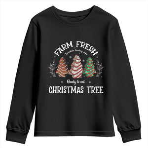 Christmas Tree Cake Youth Sweatshirt Farm Fresh Sprinkles Frosting Ready To Eat Xmas Baking TS11 Black Print Your Wear