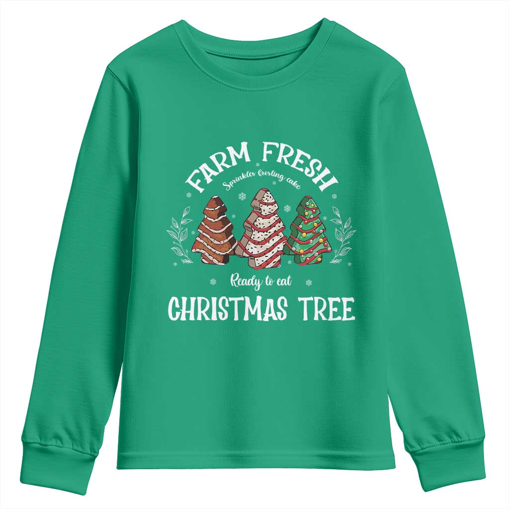 Christmas Tree Cake Youth Sweatshirt Farm Fresh Sprinkles Frosting Ready To Eat Xmas Baking TS11 Irish Green Print Your Wear