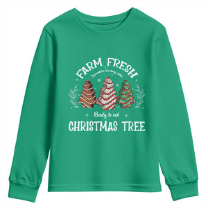 Christmas Tree Cake Youth Sweatshirt Farm Fresh Sprinkles Frosting Ready To Eat Xmas Baking TS11 Irish Green Print Your Wear