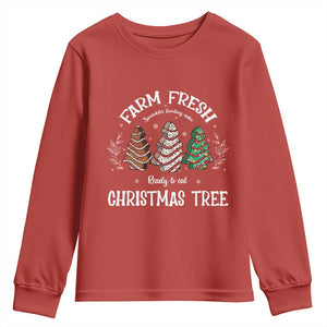 Christmas Tree Cake Youth Sweatshirt Farm Fresh Sprinkles Frosting Ready To Eat Xmas Baking TS11 Red Print Your Wear