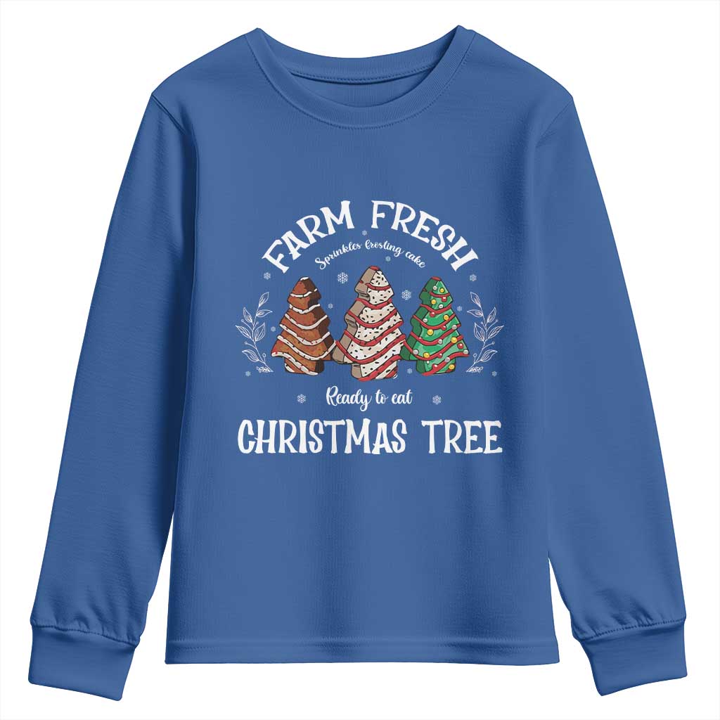 Christmas Tree Cake Youth Sweatshirt Farm Fresh Sprinkles Frosting Ready To Eat Xmas Baking TS11 Royal Blue Print Your Wear