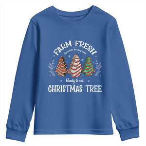 Christmas Tree Cake Youth Sweatshirt Farm Fresh Sprinkles Frosting Ready To Eat Xmas Baking TS11 Royal Blue Print Your Wear