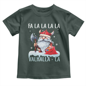 Viking Christmas Baby Shirt Fa La La La Valhalla La Viking Santa Gnome TS11 Dark Forest Green Print Your Wear