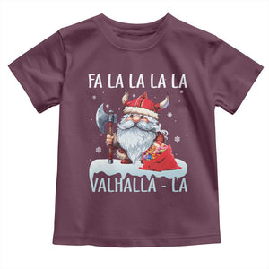 Viking Christmas Baby Shirt Fa La La La Valhalla La Viking Santa Gnome TS11 Maroon Print Your Wear