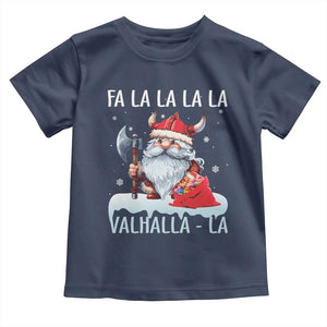 Viking Christmas Baby Shirt Fa La La La Valhalla La Viking Santa Gnome TS11 Navy Print Your Wear
