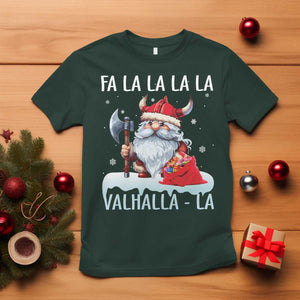 Viking Christmas T Shirt Fa La La La Valhalla La Viking Santa Gnome TS11 Dark Forest Green Print Your Wear