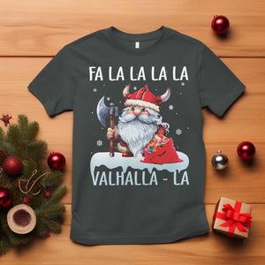 Viking Christmas T Shirt Fa La La La Valhalla La Viking Santa Gnome TS11 Dark Heather Print Your Wear