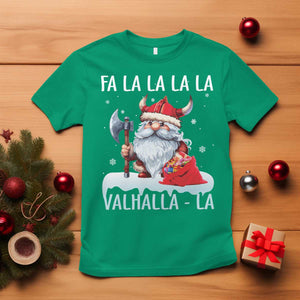 Viking Christmas T Shirt Fa La La La Valhalla La Viking Santa Gnome TS11 Irish Green Print Your Wear