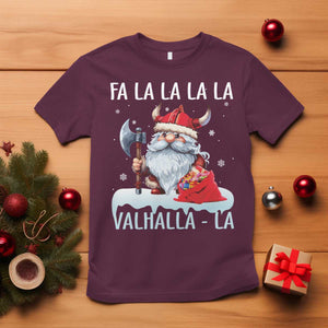Viking Christmas T Shirt Fa La La La Valhalla La Viking Santa Gnome TS11 Maroon Print Your Wear