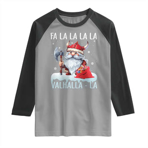 Viking Christmas Raglan Shirt Fa La La La Valhalla La Viking Santa Gnome TS11 Sport Gray Black Print Your Wear