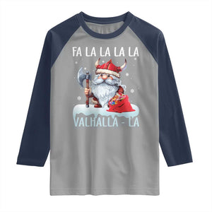 Viking Christmas Raglan Shirt Fa La La La Valhalla La Viking Santa Gnome TS11 Sport Gray Navy Print Your Wear