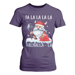 Viking Christmas T Shirt For Women Fa La La La Valhalla La Viking Santa Gnome TS11 Purple Print Your Wear