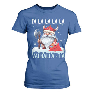 Viking Christmas T Shirt For Women Fa La La La Valhalla La Viking Santa Gnome TS11 Royal Blue Print Your Wear