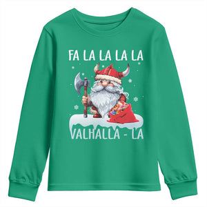 Viking Christmas Youth Sweatshirt Fa La La La Valhalla La Viking Santa Gnome TS11 Irish Green Print Your Wear