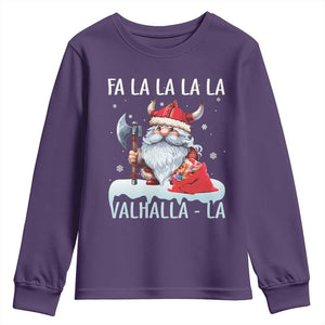 Viking Christmas Youth Sweatshirt Fa La La La Valhalla La Viking Santa Gnome TS11 Purple Print Your Wear