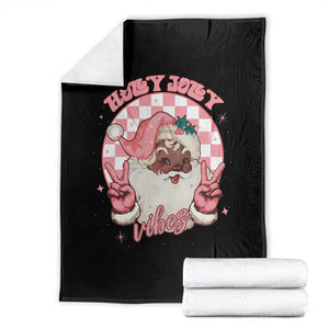 Funny Pink Christmas Retro Black Santa Throw Blanket Holly Jolly Vibes TS11 Black Print Your Wear