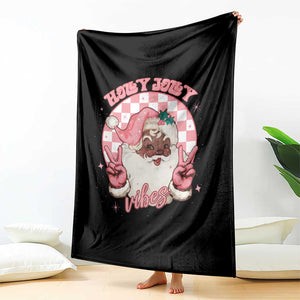 Funny Pink Christmas Retro Black Santa Throw Blanket Holly Jolly Vibes TS11 Print Your Wear