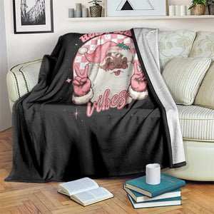 Funny Pink Christmas Retro Black Santa Throw Blanket Holly Jolly Vibes TS11 Print Your Wear