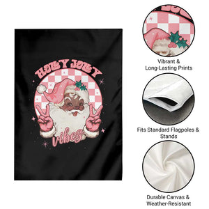 Funny Pink Christmas Retro Black Santa Garden Flag Holly Jolly Vibes TS11 Print Your Wear