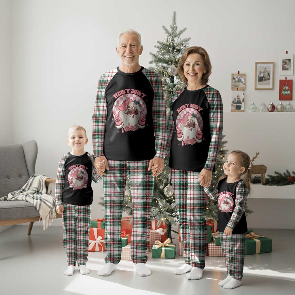 Funny Pink Christmas Retro Black Santa Plaid Pajama Set Holly Jolly Vibes TS11 Christmas Plaid Print Your Wear