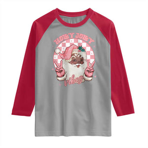 Funny Pink Christmas Retro Black Santa Raglan Shirt Holly Jolly Vibes TS11 Sport Gray Red Print Your Wear