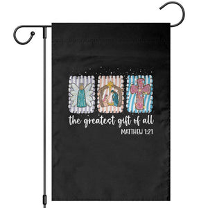 Christian Christmas Garden Flag The Greatest Gift Of All Jesus Nativity Scene TS11 Black Print Your Wear